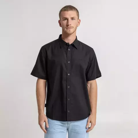 Camisa Rusty lino negra hombre frente