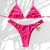 Biquíni de Cortininha Liso Estampado com Calcinha Asa Delta Zebra Cor de Rosa