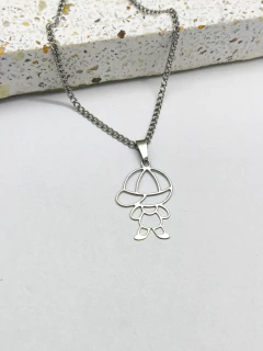 Colar Pingente Filho Grande Vazado Em Aço Inox - Vitória Amy Jóias 