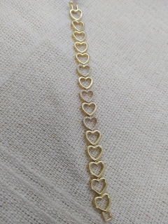 Pulseira corações vazados banhado em ouro 18k - Vitória Amy Jóias 