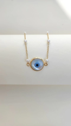 Pulseira olho grego e pérolas - comprar online