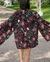 Kimono comprimento médio, com abertura lateral para amarração em viscose