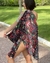 Kimono comprimento médio, com abertura lateral para amarração em viscose