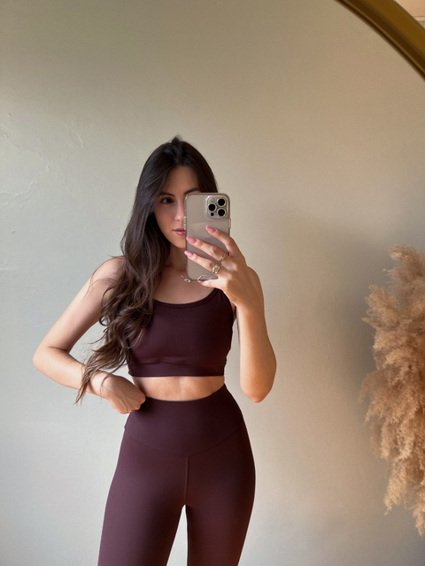 Top X Alça Dupla Café