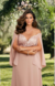 Vestido de festa plus size longo, manga elegante- Rose nude