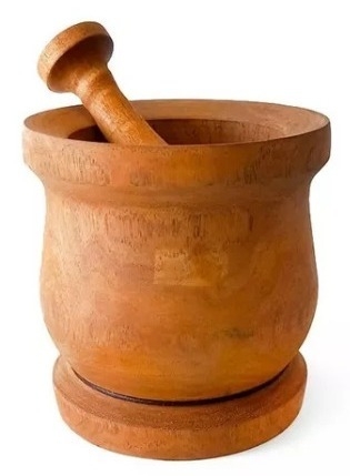 Mortero de madera de algarrobo