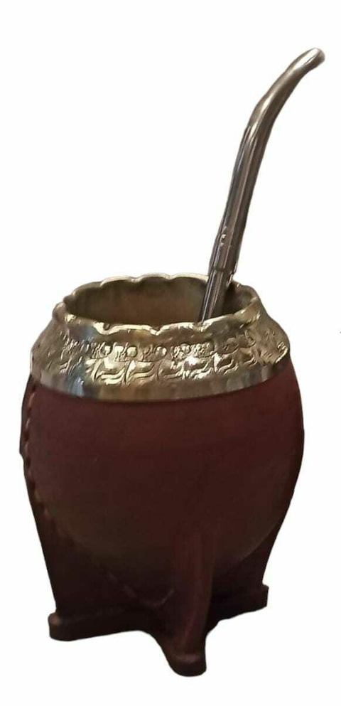 Mate torpedo liso c/virola de alpaca cincelada