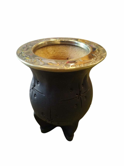 Mate Camionero con virola cincelada y cuero repujado - comprar online