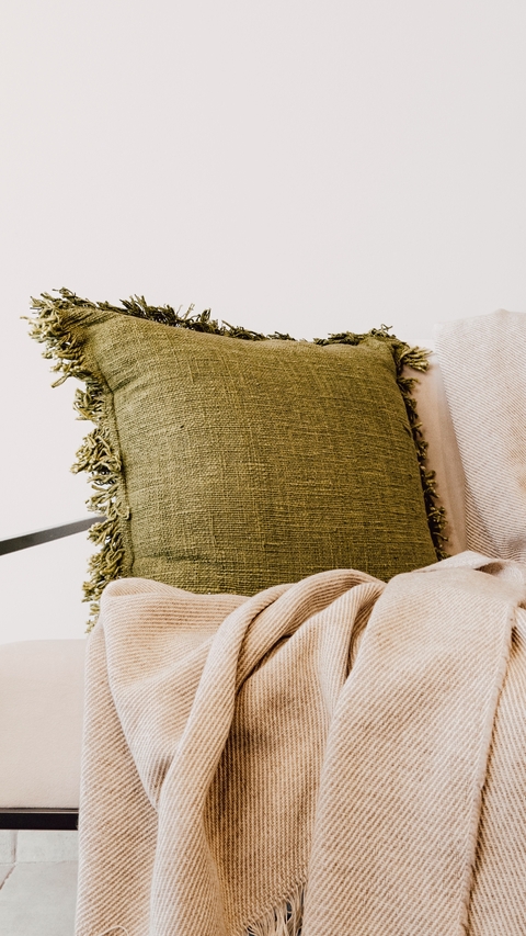 ALMOHADON VERDE FLEJOS - 50x50 cm