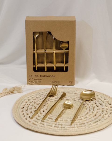 CUBIERTOS DUBLIN (Dorados o Negros) Set x 16 piezas