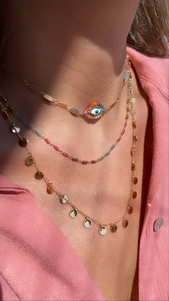 CHOKER OLHO GREGO E CRISTAIS - Limón semijoias e acessórios de luxo
