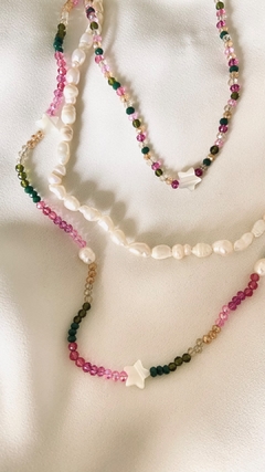 colar jade rosa e verde uma estrela