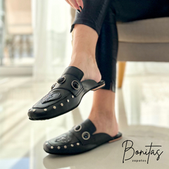 Zueco Coquette cuero negro art 479 - comprar online