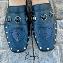 Zueco Coquette cuero negro art 479 - comprar online