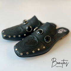 Zueco Coquette cuero negro art 479 - Bonitas zapatos