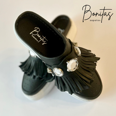 Zueco Felicia cuero negro art 480 - Bonitas zapatos