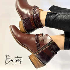 Bota Mora cuero bordo art 488 - Bonitas zapatos