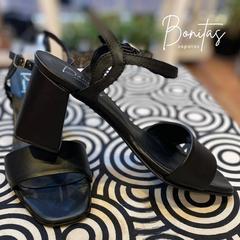 Sandalia Preta de cuero negro Art 466 - Bonitas zapatos