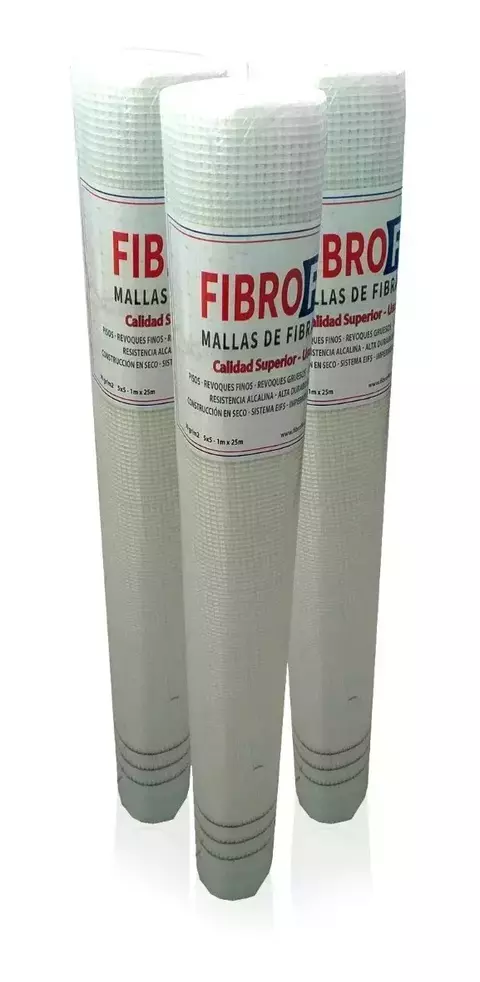 Malla Fibra De Vidrio 5mmx5mm Fibroflex 1mx25m 90gr