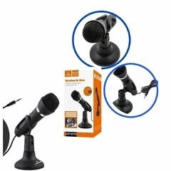 Microfone P2 De Mesa Para Computadores C/ Pedestal Ajustável Cor:Preto - Nautapoint