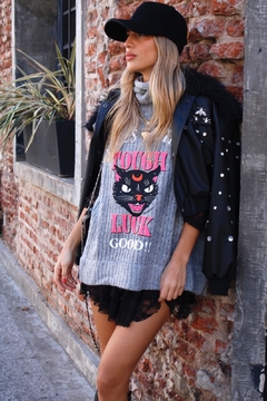 Poncho Polera coquet gris - tienda online
