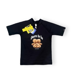Remera Uv Upf50+ Mangas cortas Niños Niñas Oso Negra