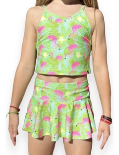 Malla Bikini Hawaii Uvupf50+ Top+polle/bombi Flamingo Niña