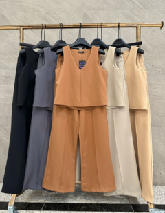 Set Sastrero GRIS TOPO palazzo + Blusa