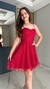 Vestido Curto de brilho drapeado na cintura - comprar online
