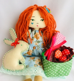 Boneca Artesanal com Coelha Piquenique Encantado