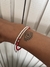Pulsera bolitas de plata y cristal rojo
