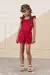CONJUNTO VERMELHO BLUSA COM LAÇO E SHORT BORDADO MON SUCRÉ