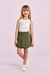 CONJUNTO BLUSA E SHORT SAIA PLISSADA VERDE MILITAR PETIT CHERIE - comprar online