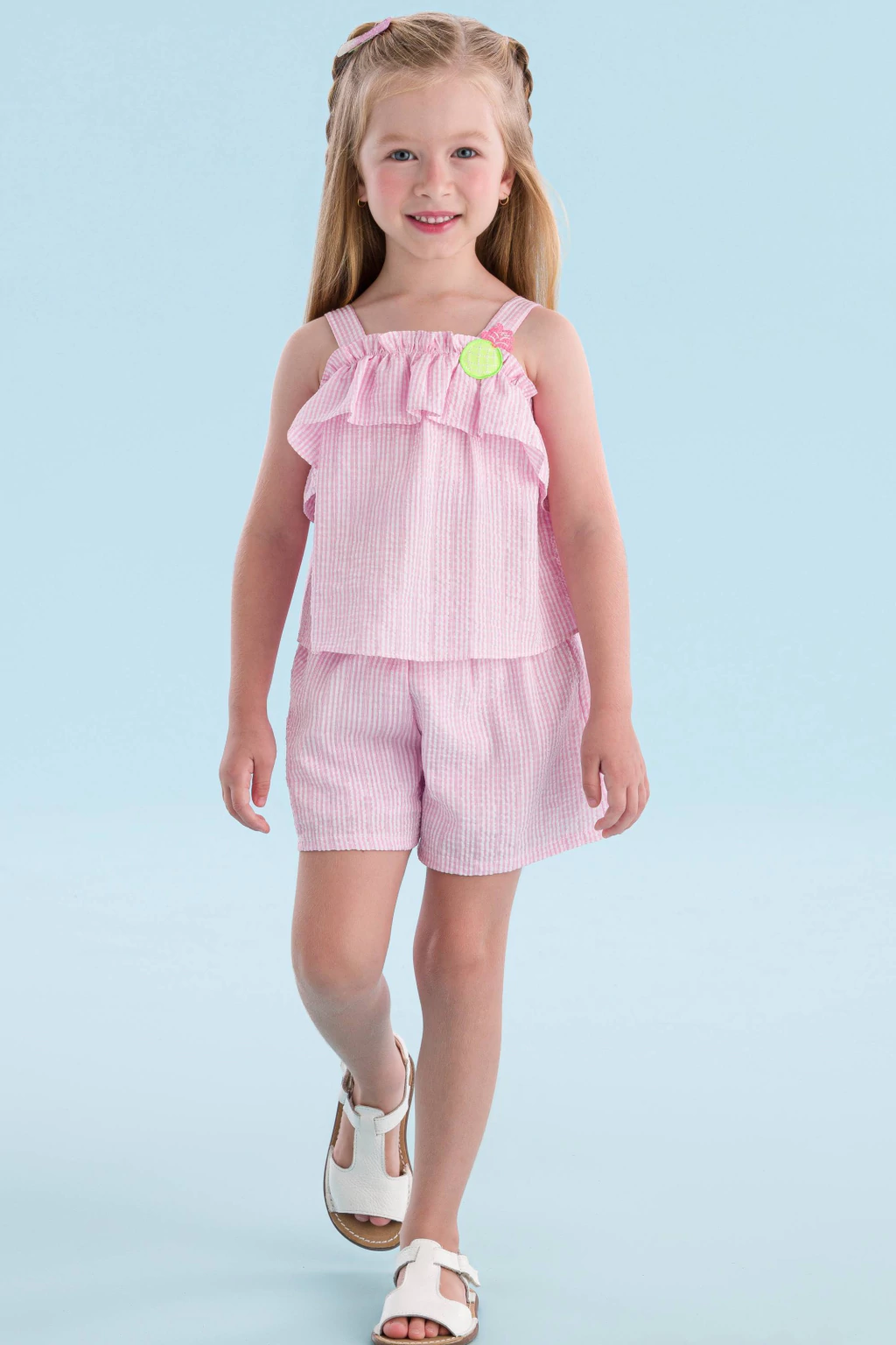 CONJUNTO BLUSA E SHORT XADREZ ROSA MON SUCRE