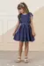 VESTIDO COM BABADO E BORDADO NA ALÇA AZUL MARINHO MON SUCRÉ