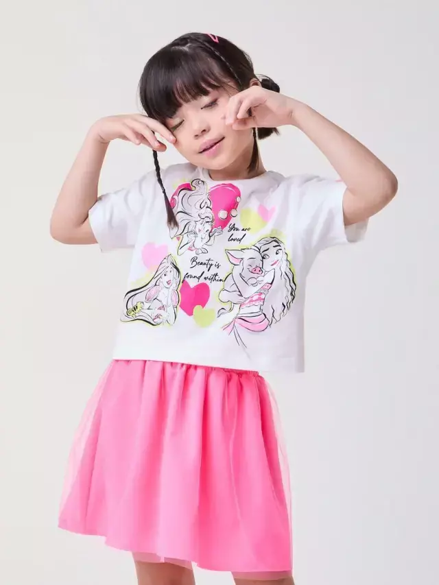 CONJUNTO T-SHIRT E SAIA TULE PRINCESAS BIMBI