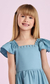 VESTIDO AZUL RODADO COM PEROLAS E BABADO PETIT CHERIE na internet