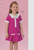 VESTIDO IINFANTIL PINK GOLA BRANCA BABY PINK PETIT CHERIE
