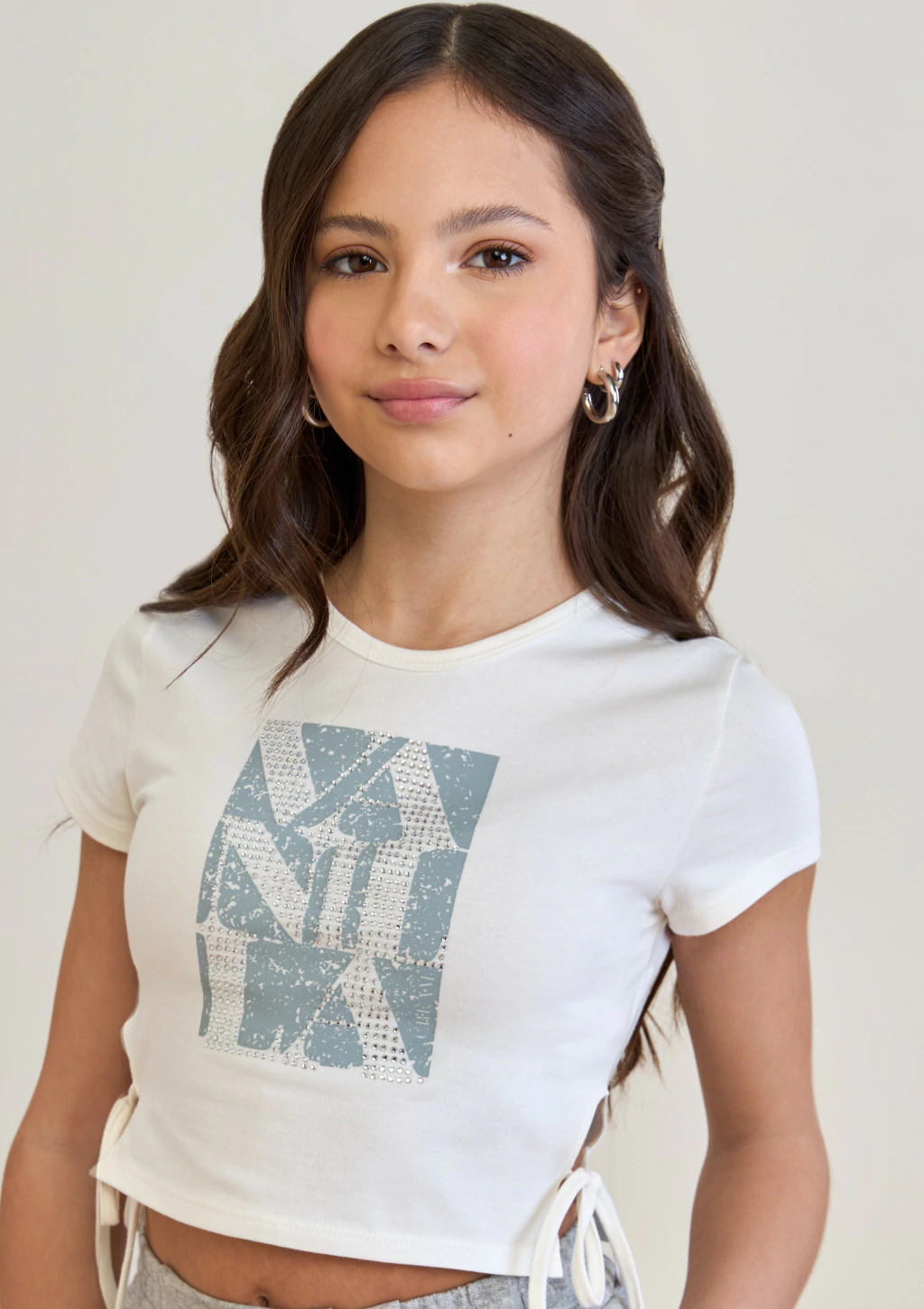 CROPPED ESTAMPADO COM STRASS VANILLA CREAM