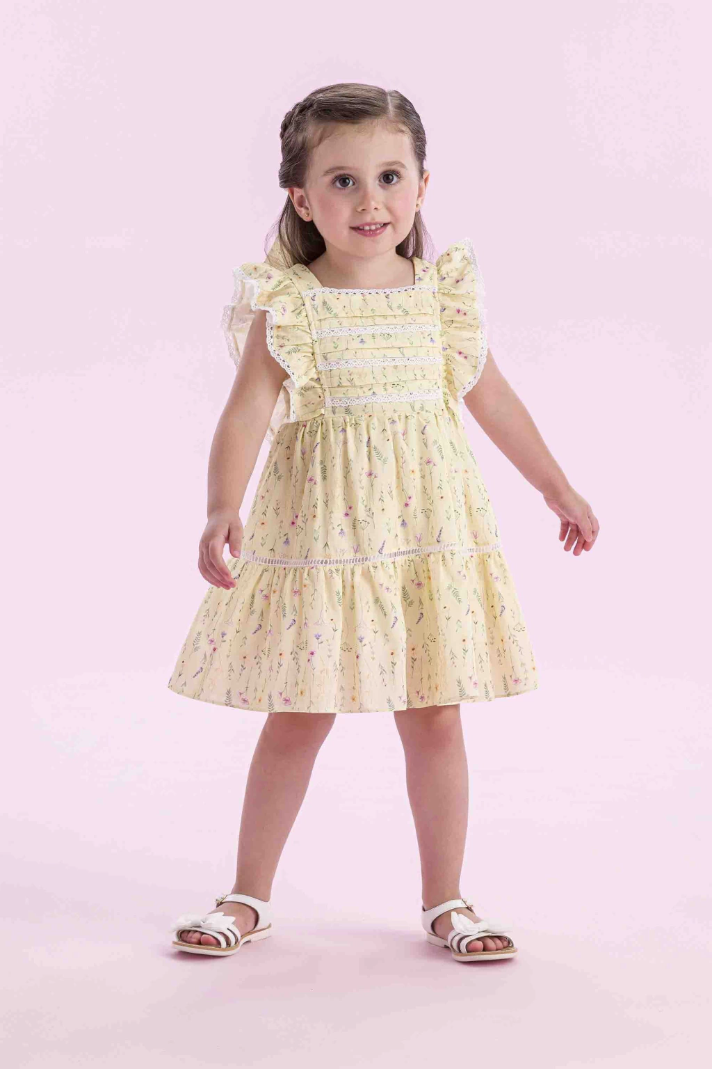 VESTIDO JARDIM DELICADO AMARELO PETIT CHERIE