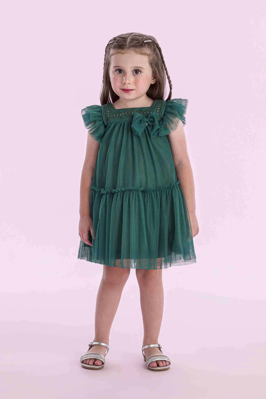VESTIDO VERDE TULE PAETE PETIT CHERIE