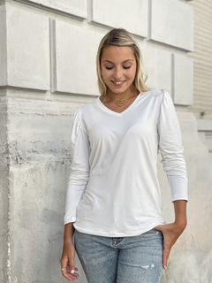 Art. 7165 (cuello “V”) frunces, modal SOFT BLANCO - tienda online