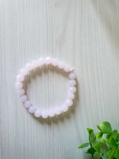 Pulsera cristal de roca rosa/blanco - Chicha accesorios de plata