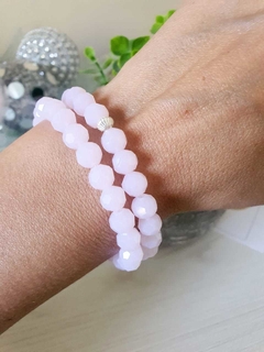 Pulsera cristal de roca rosa/blanco - comprar online
