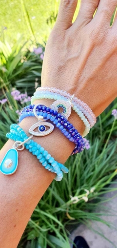 Trío de pulseras cristal de roca con dije palta - comprar online