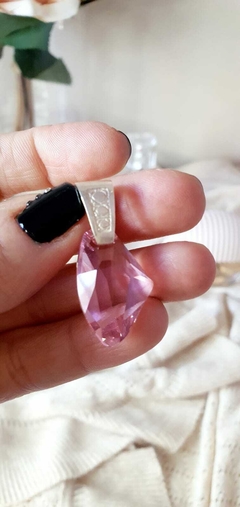 dije cristal humo/rosa/violeta - Chicha accesorios de plata