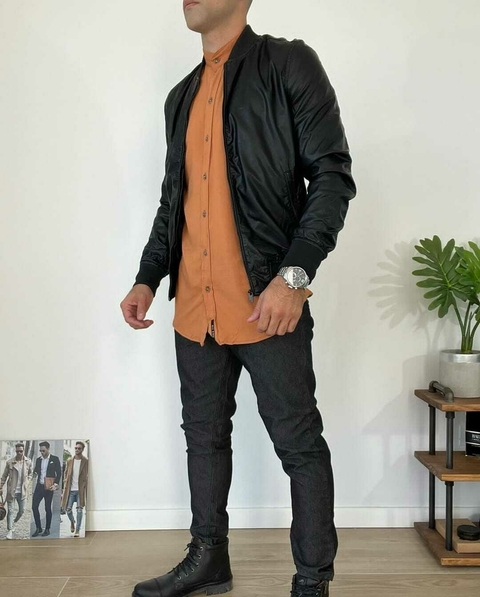 Campera Bomber De Ecocuero