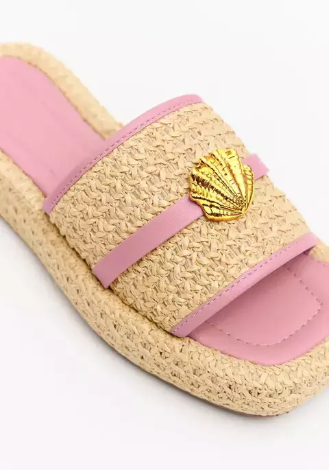 Papete Flatform Palha Com Concha
