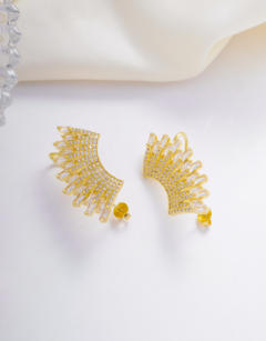 Brinco Earcuff Leque Cravejado