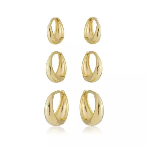 Trio Argola Gota Lisa